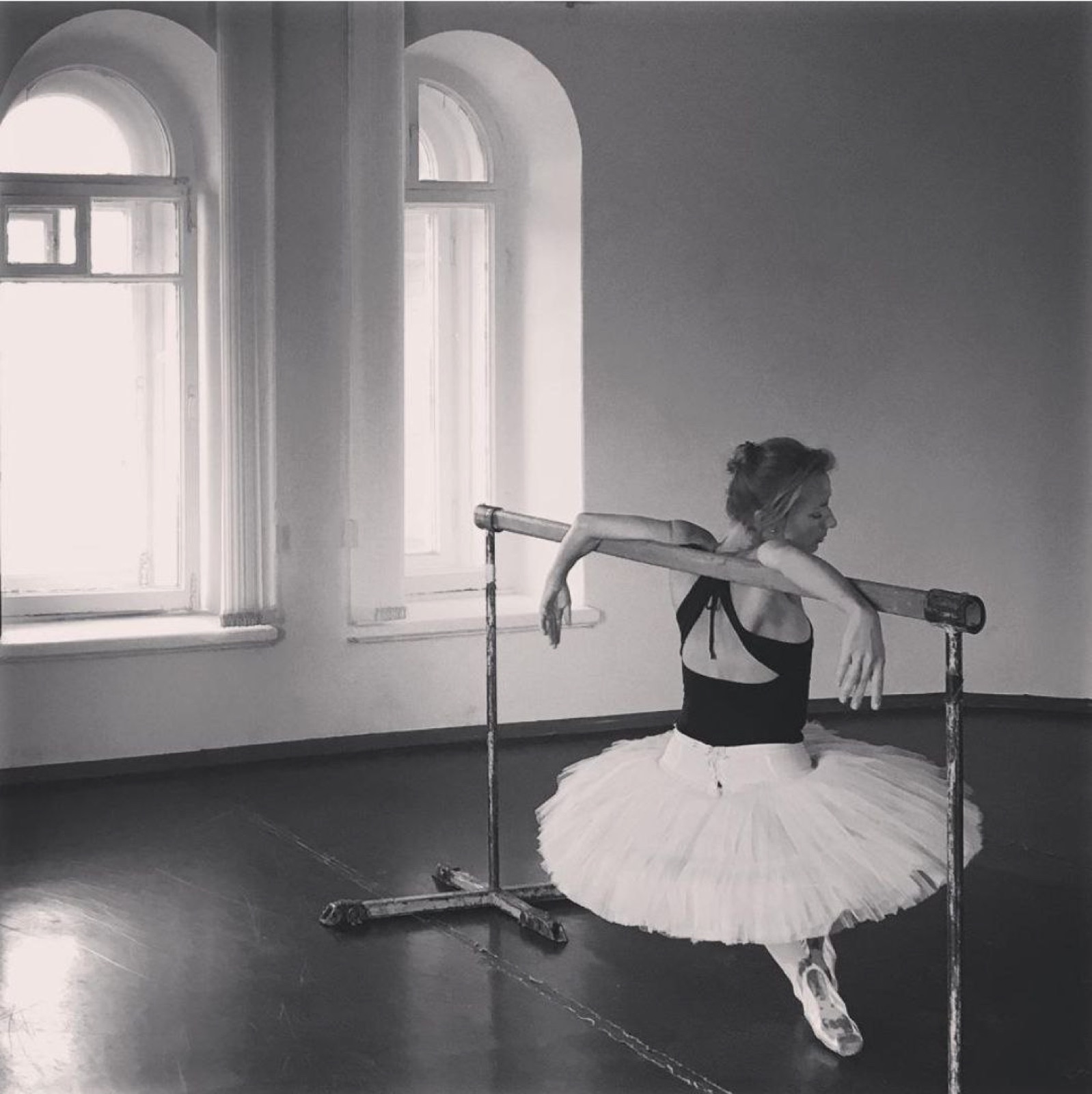 The studio, barre by the window